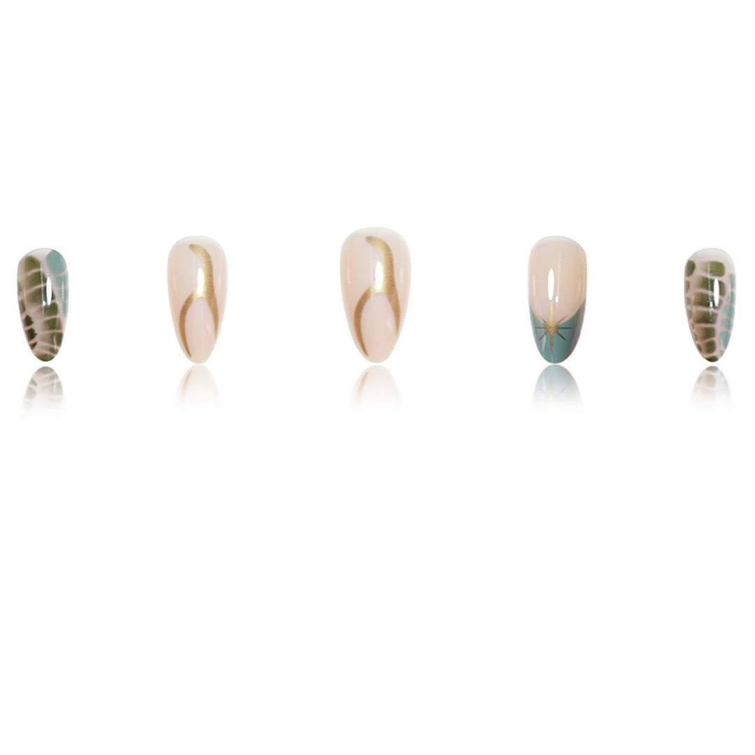 Artistic Almond-Shaped Press-On Nail Extensions Bowlift