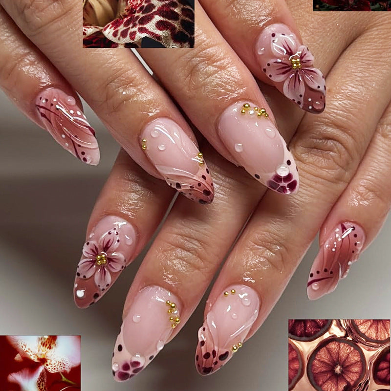 Premium Decorative Floral Press-On Nail Tips Bowlift