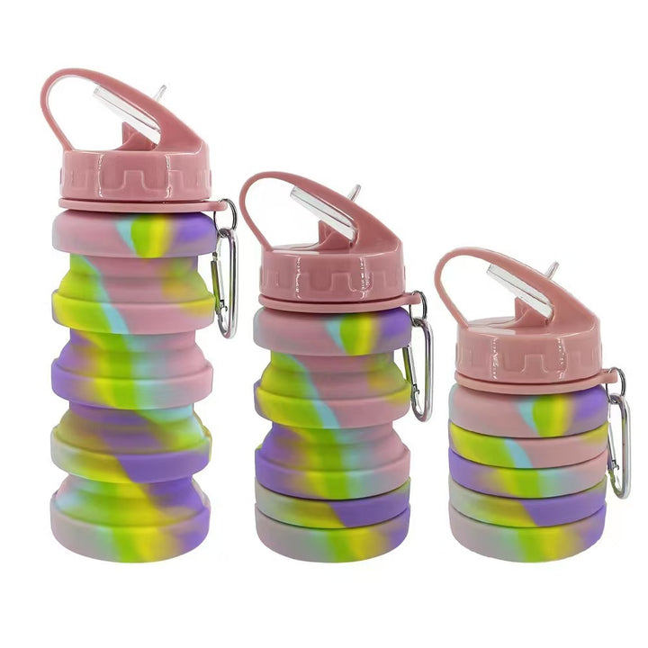 Women's foldable silicone drinking bottle with carabiner Bowlift