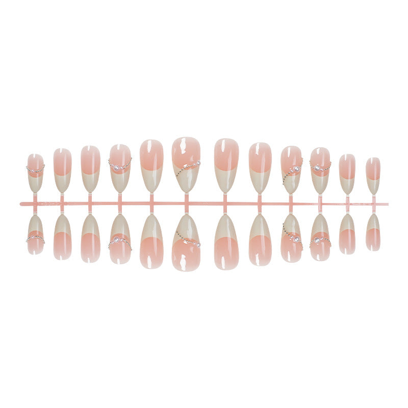 Elegant Ombre Press-On Nail Set with Pearl Accents Bowlift