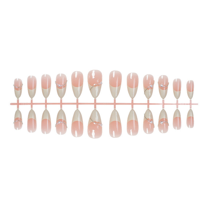 Elegant Ombre Press-On Nail Set with Pearl Accents Bowlift