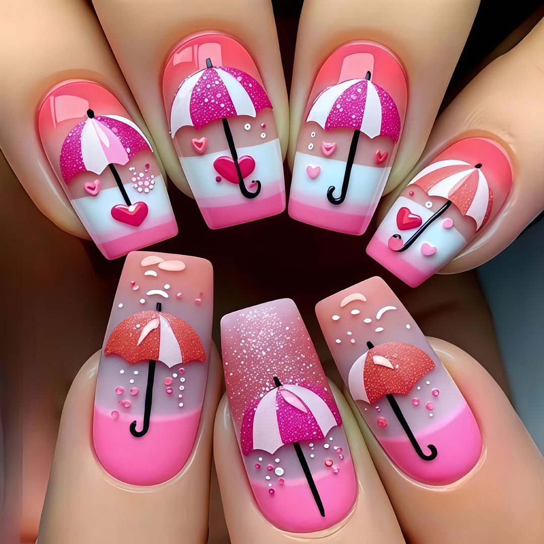 Art nails with Romantic Umbrella Design Bowlift