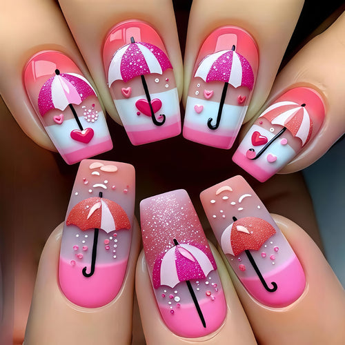 Artistic Umbrella-Themed Nail Art Bowlift