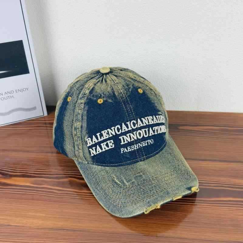 Unisex Vintage-Inspired Distressed Denim Baseball Cap Bowlift