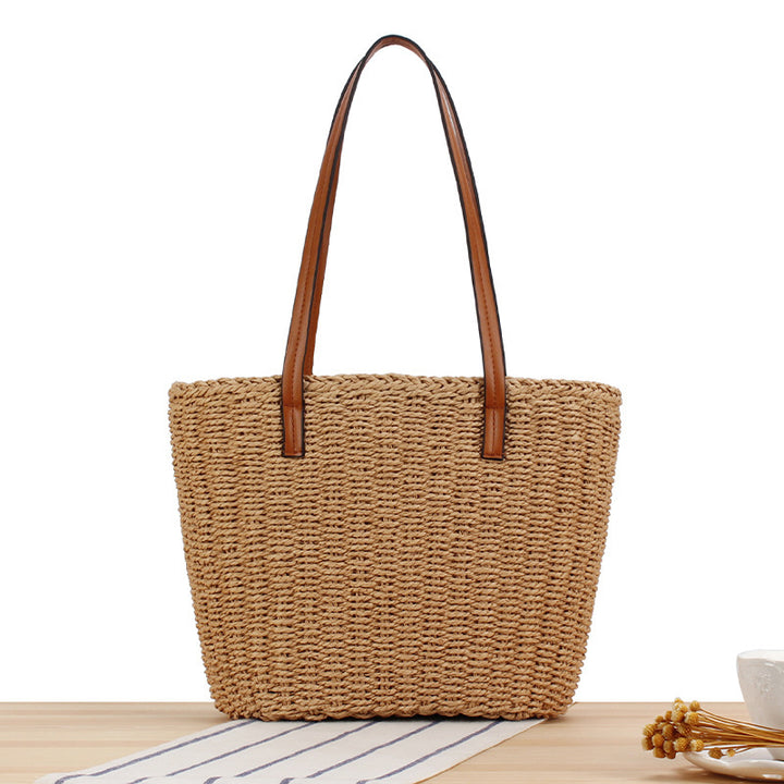 Handbag Made of Natural Wicker with Leather Handles Bowlift