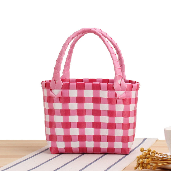 Handcrafted Tote Bag in Modern Check Pattern Bowlift