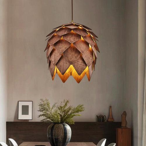 Solid Wood Pinecone Chandelier Wabi-Sabi Style