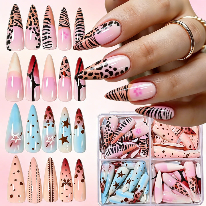 Artistic Long Stiletto Press-On Nail Set Bowlift
