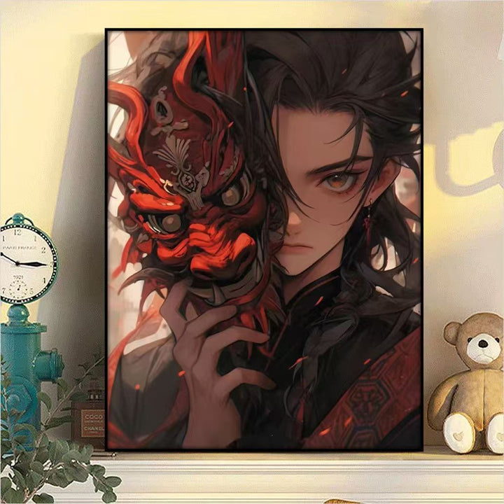 Dramatic Fantasy Mask Illustration Canvas Art Bowlift