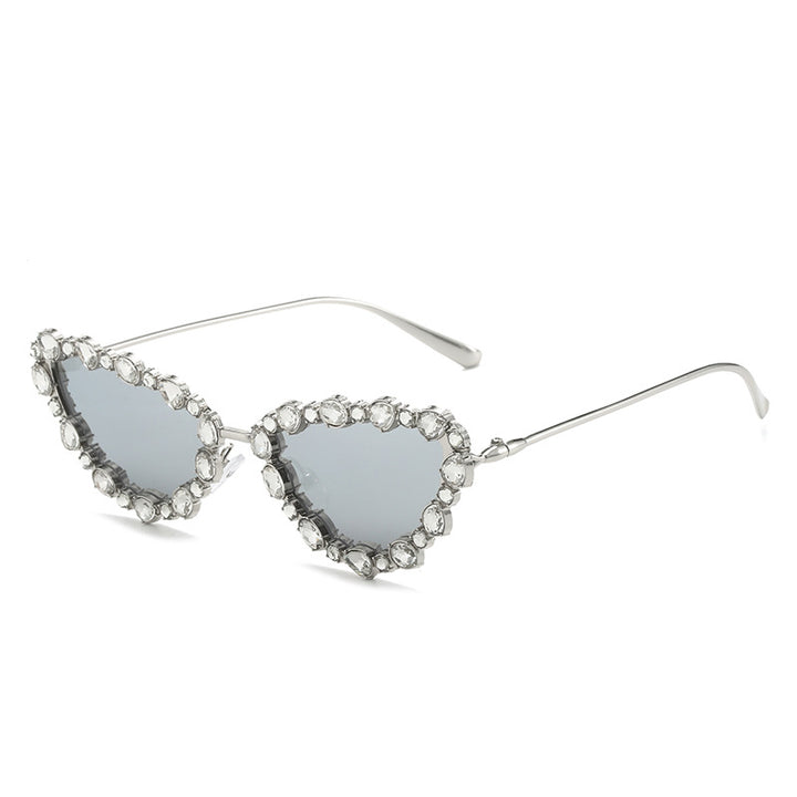 Heart-Shaped Rhinestone-Embellished Sunglasses Bowlift