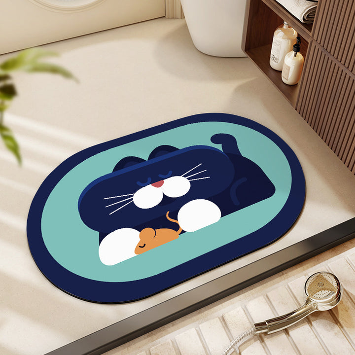 Playful Cat-Themed Shower Mat