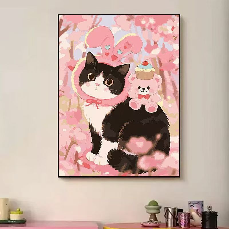 Playful Cat-Themed Illustration Wall Art Bowlift