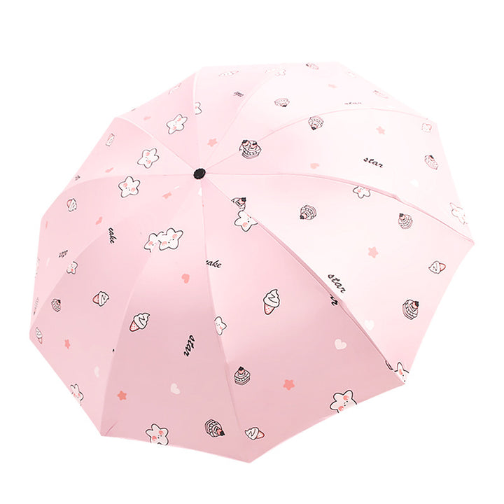 Women's Folding Umbrella with Playful Dessert Motif Bowlift