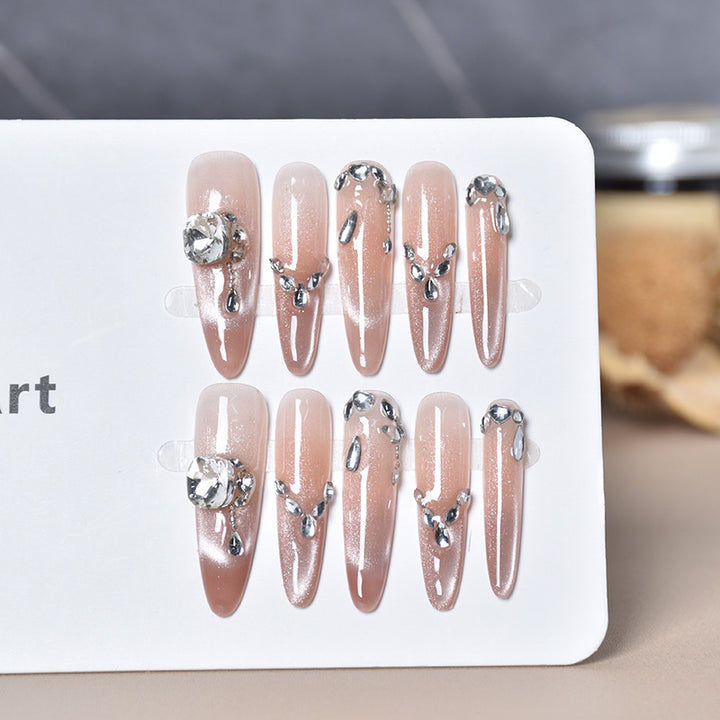 Luxury Rhinestone-Accented Stiletto Press-On Nails Bowlift