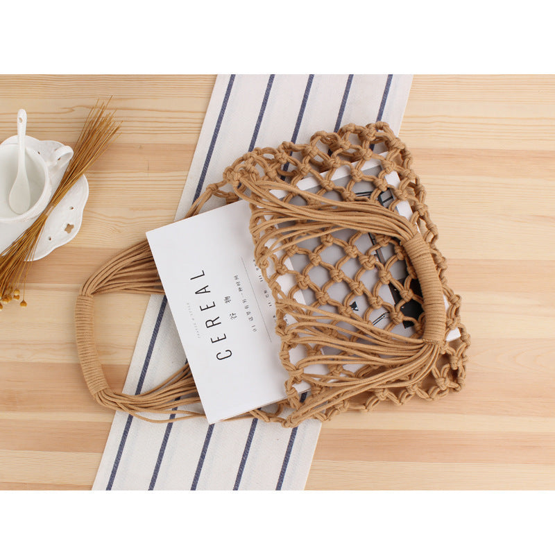 Handmade mesh tote bag with ergonomic carrying handle Bowlift