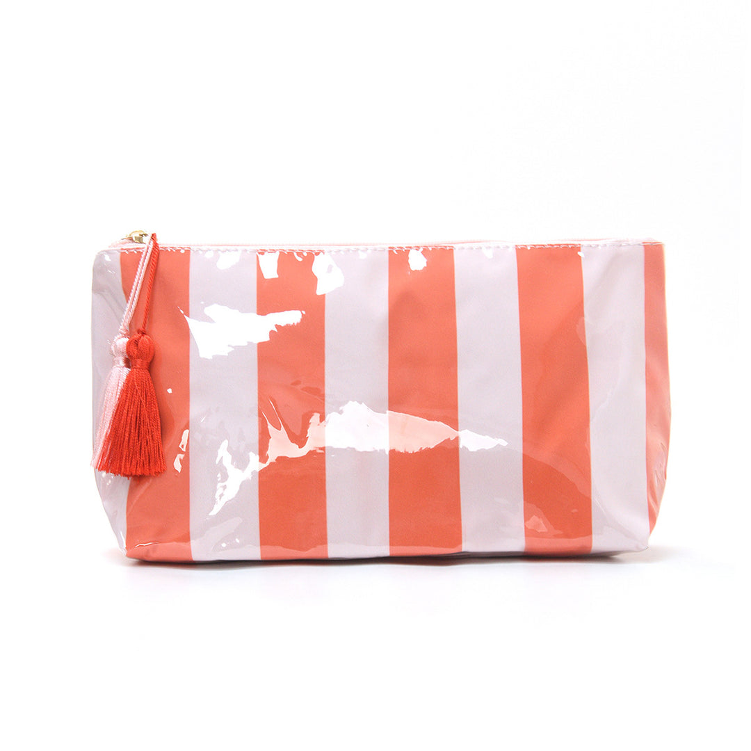 Cosmetic storage bag with water-repellent surface and tassel detail Bowlift