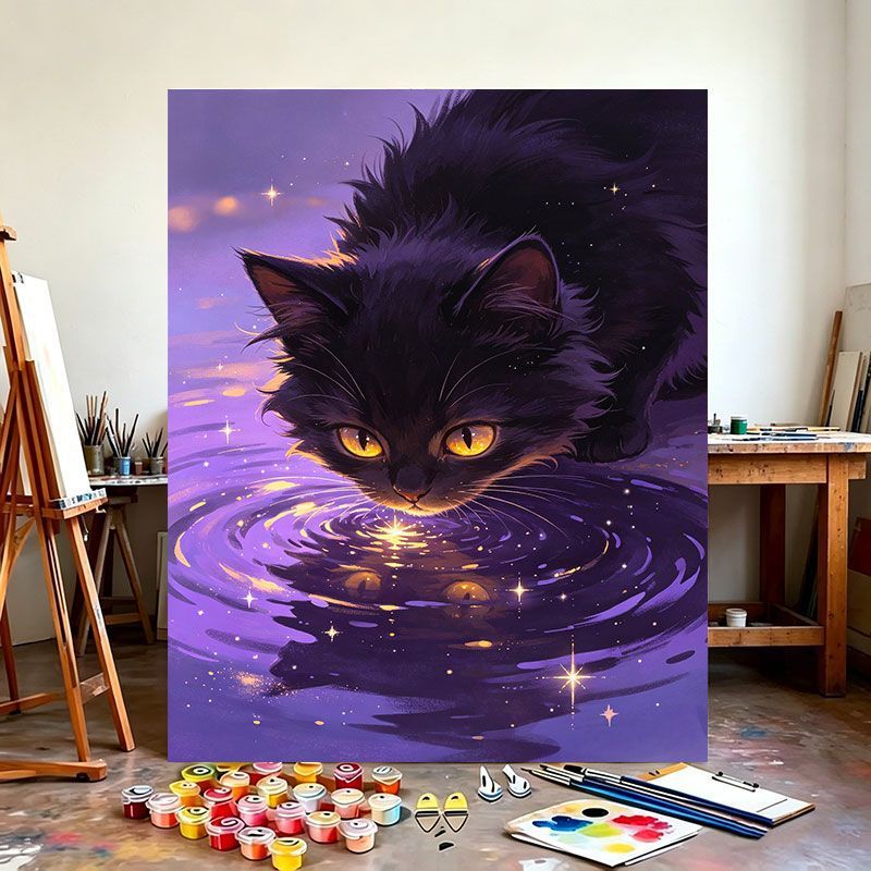 Mystical Cat-Themed Canvas Artwork Bowlift