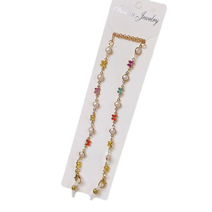 Stylized glasses holder chain with colorful crystals Bowlift