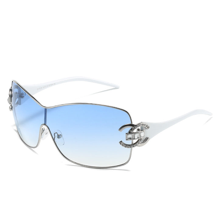 Fashionable Oversized Shield Sunglasses Bowlift