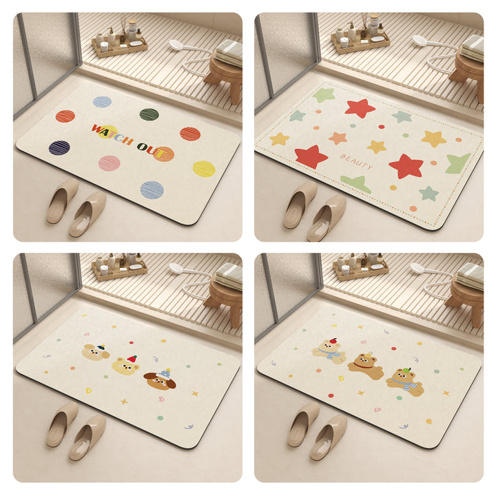 Playful Cartoon Dog-Themed Bath Mat Bowlift