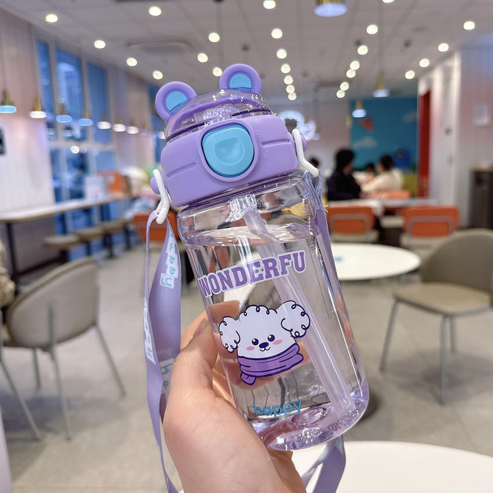 Ladies Playful waterproof drinking bottle with carrying strap Bowlift