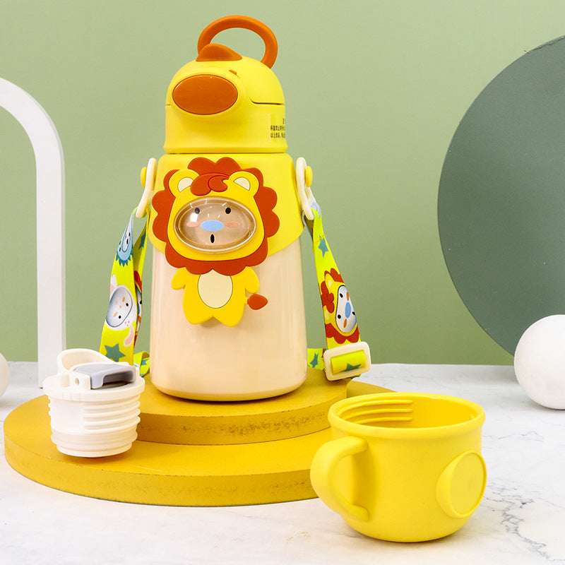 Women's Insulated Water Bottle with Cute Rabbit Design and Practical Carry Strap Bowlift