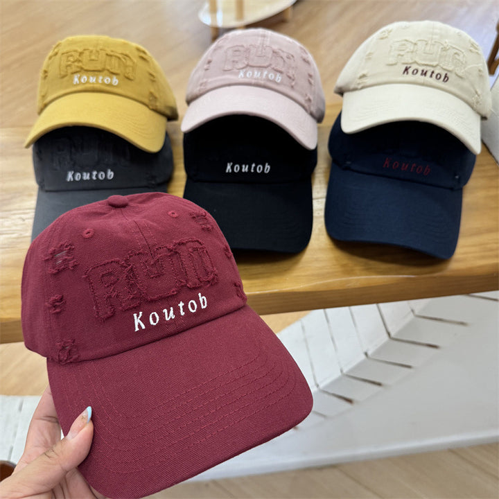 Men's Distressed Embroidered Baseball Cap Bowlift