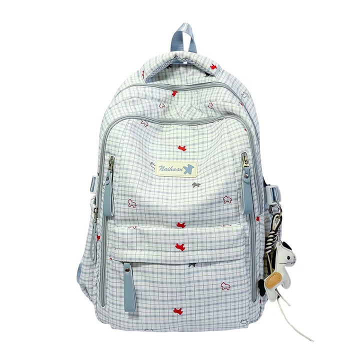 Stylish Grid Patterned Backpack Bowlift