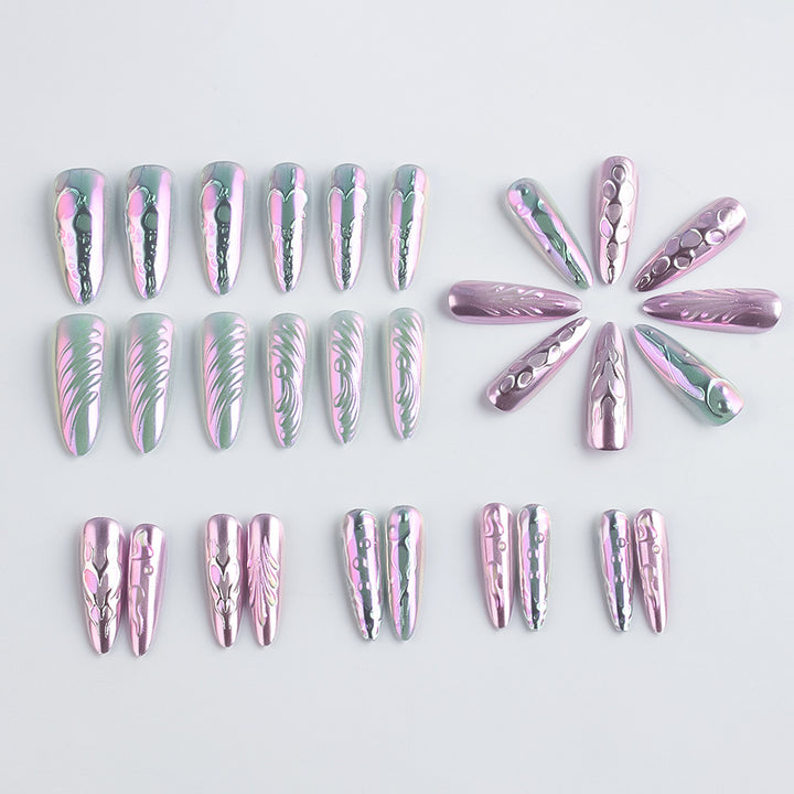 Artistic Metallic Gel Nail Art Design Bowlift