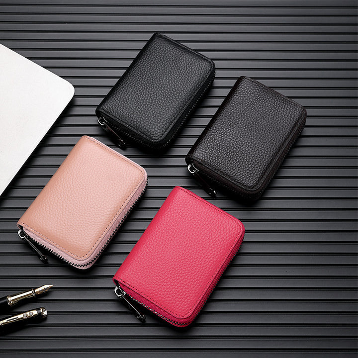 Stylish Zippered Leather Card Holder Bowlift