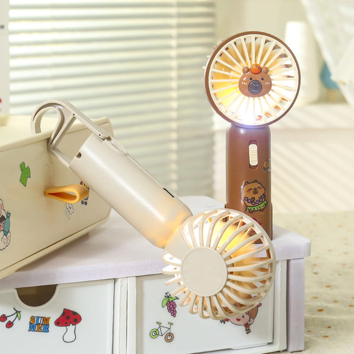 Portable hand fan with cute bear design and LED lighting Bowlift