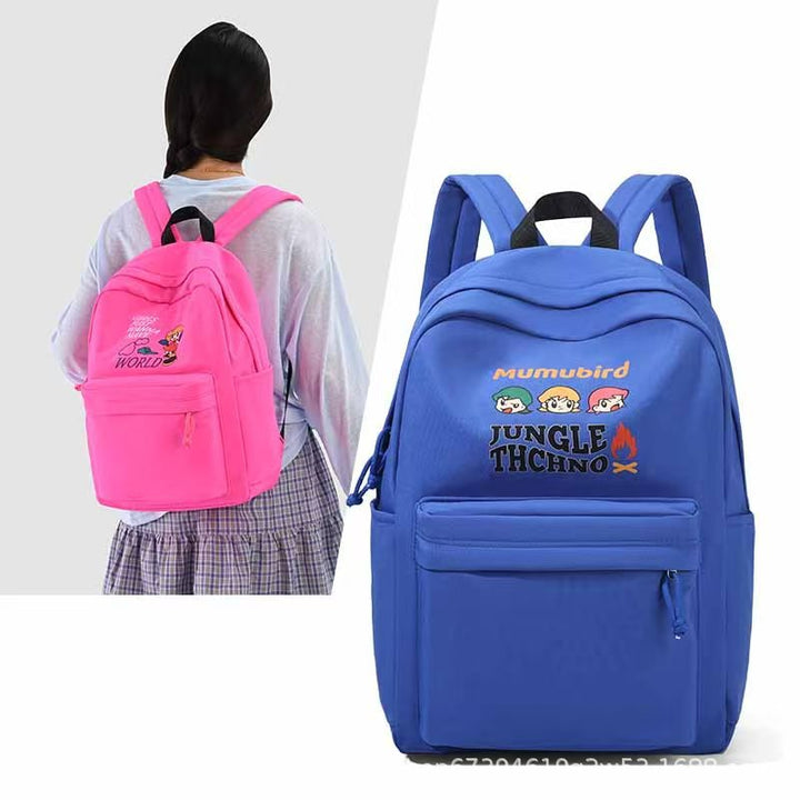Backpack with Creative Cartoon Print and Multiple Practical Compartments Bowlift