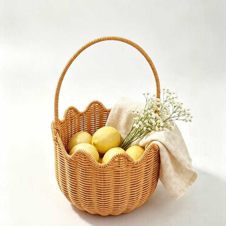 Scalloped Woven Storage Basket Bowlift