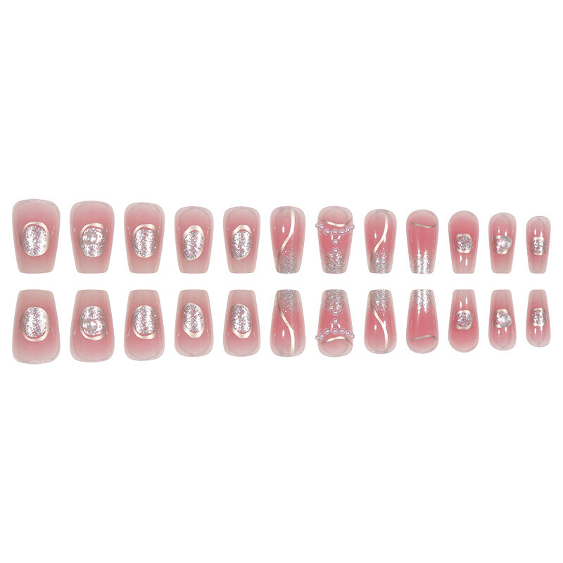Elegant Stiletto Press-On Nail Set with Gem and Glitter Accents Bowlift