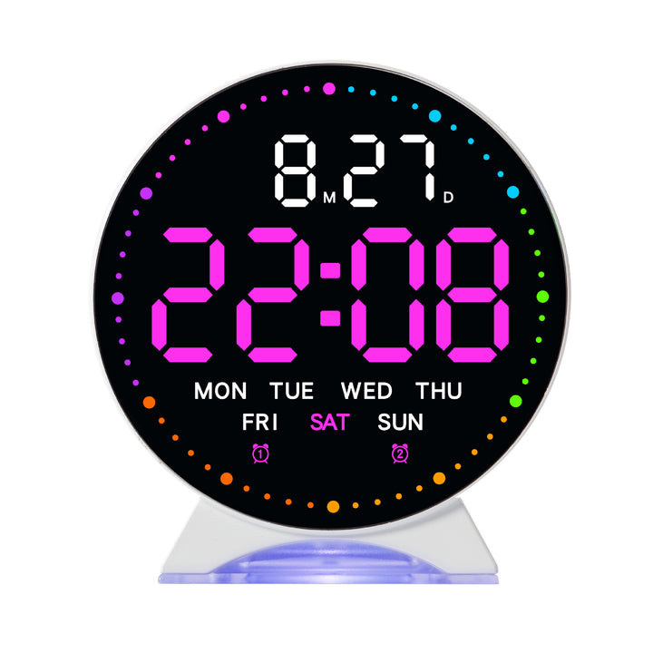 Digital Alarm Clock with Color LED Display Bowlift