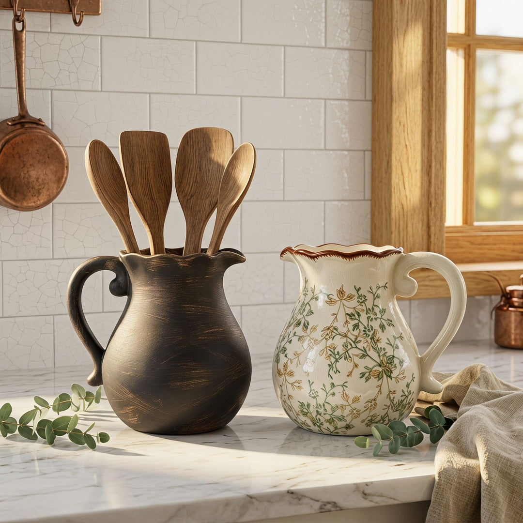 Elegant ceramic jug with floral patterns Bowlift