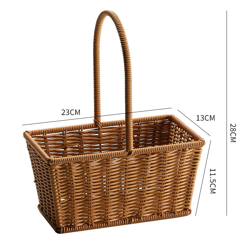 Decorative Woven Storage Basket with Mushroom Emblem Bowlift