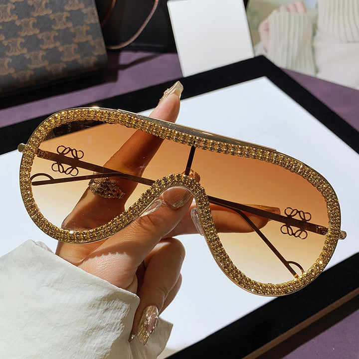 Women's Glamorous Oversized Sunglasses with Rhinestone Accents Bowlift