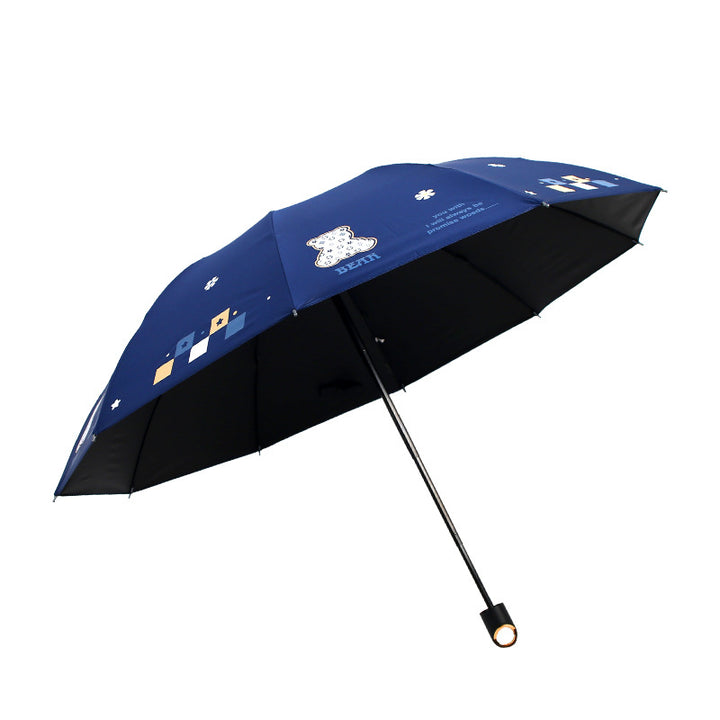 Women's Folding Umbrella with Playful Bear Design Bowlift