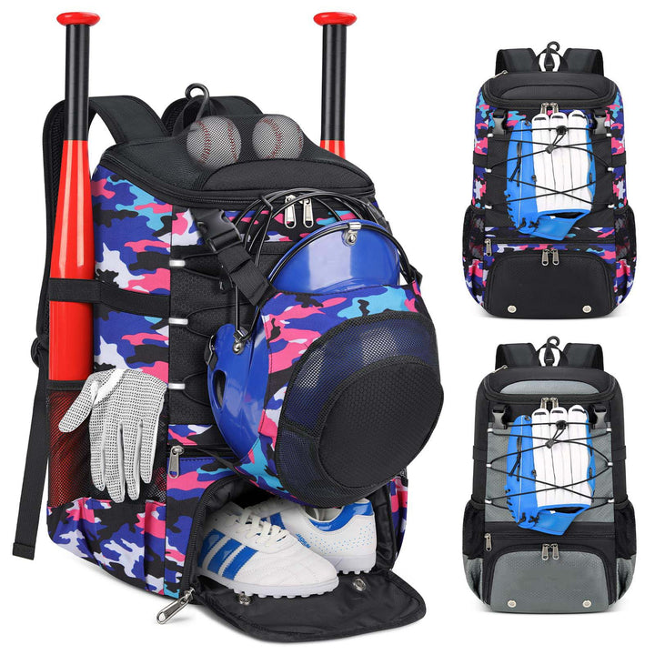 Unisex sporty baseball backpack with special compartments for equipment Bowlift