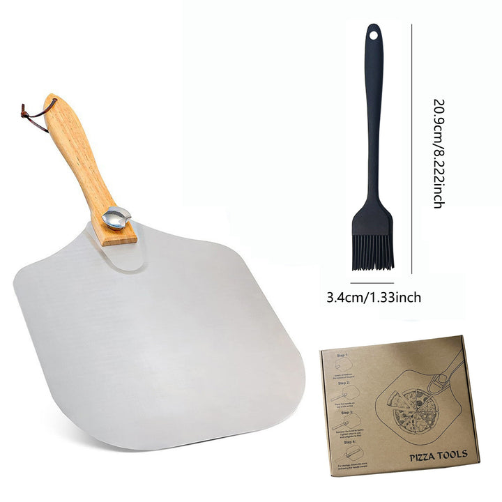 professional pizza peel set with foldable stainless steel shovel ergonomic wooden handle pizza cutter rocker and bench scraper Bowlift
