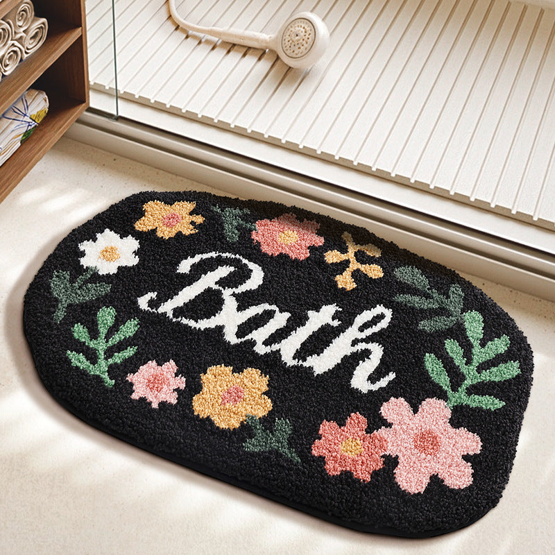 Textured Floral Bath Mat Bowlift