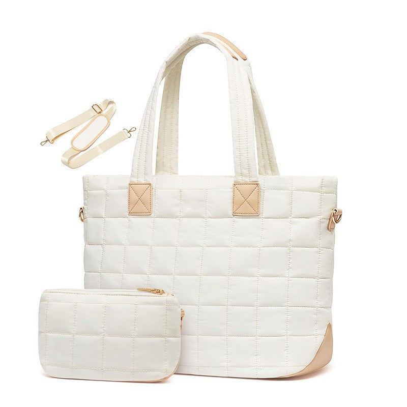 Elegant Quilted Tote Bag with Removable Wallet Bowlift