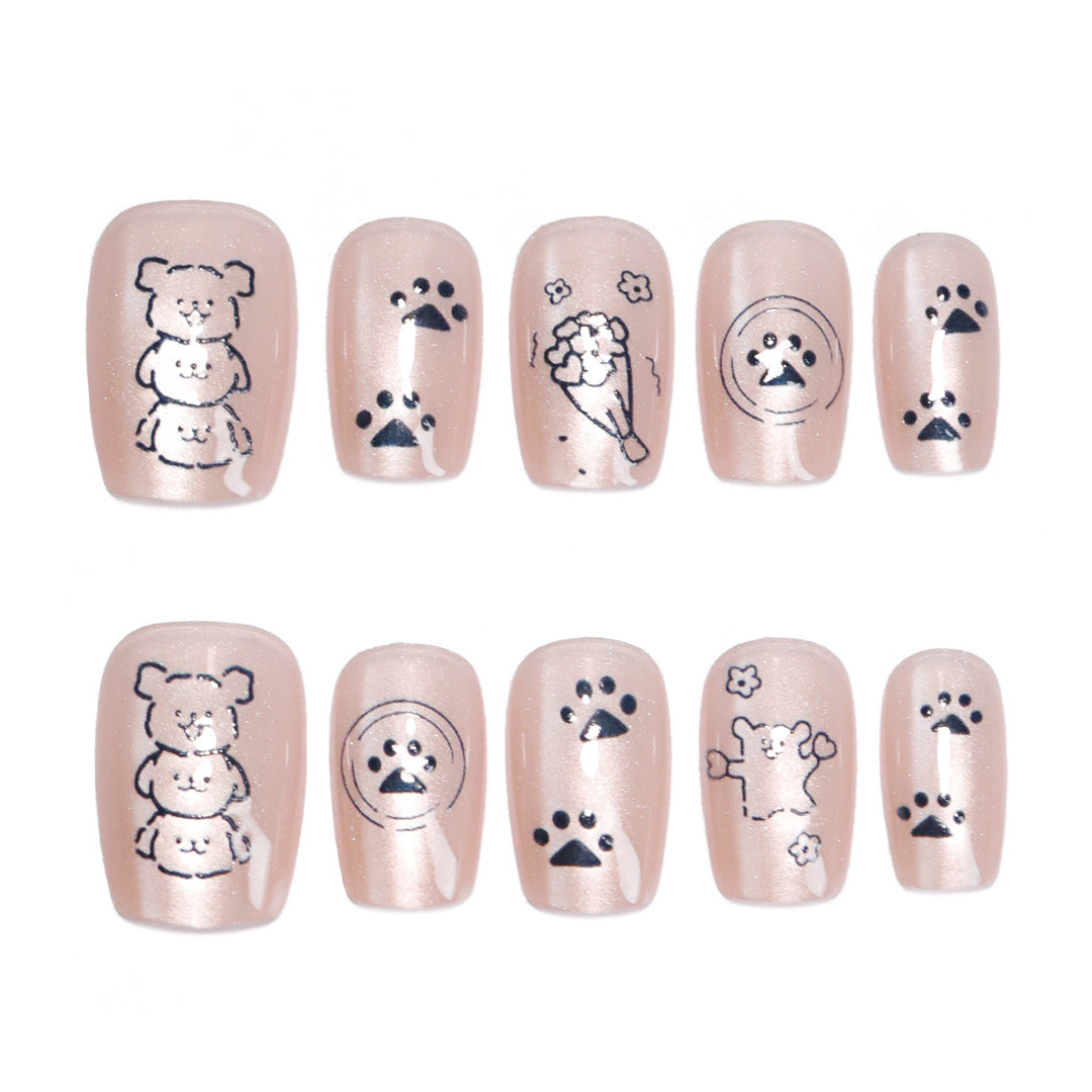 Artificial nail art with playful animal motifs Bowlift