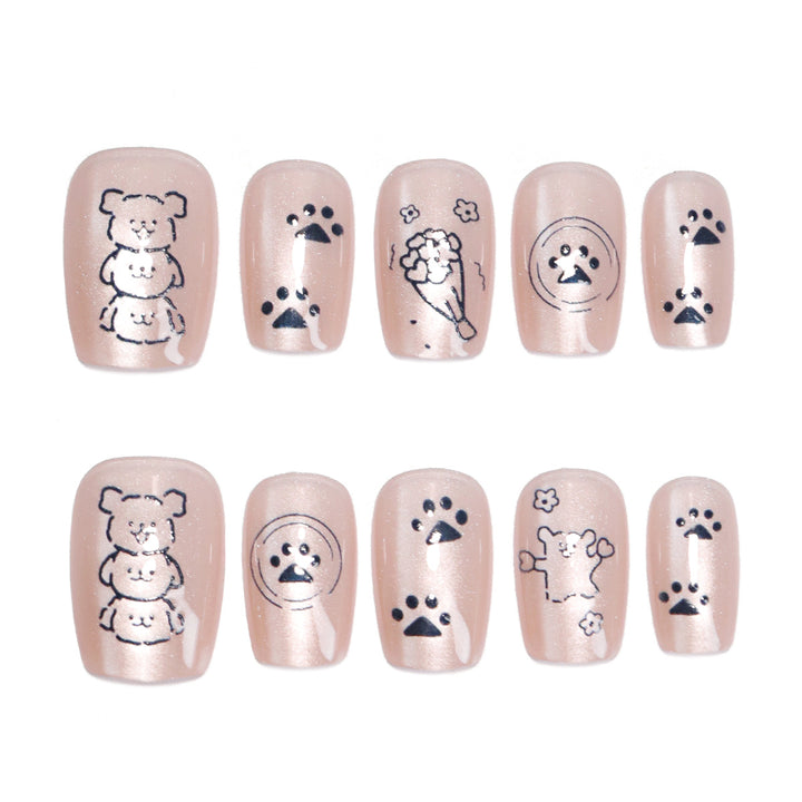 Artificial nail art with playful animal motifs Bowlift