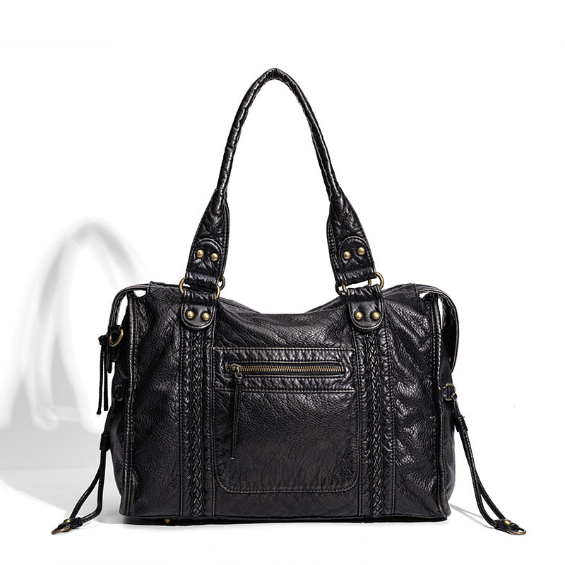 Distressed Leather Satchel Bag Bowlift