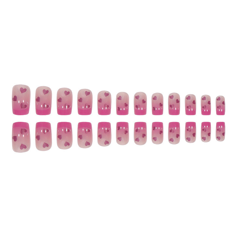Heart-Embellished Ombre Press-On Nails Bowlift