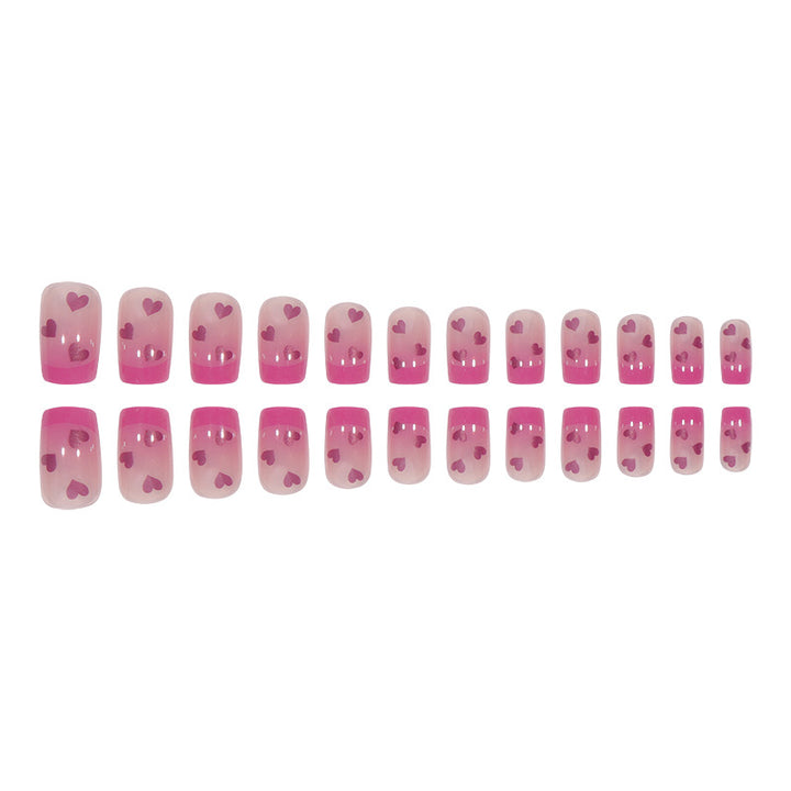 Heart-Embellished Ombre Press-On Nails Bowlift
