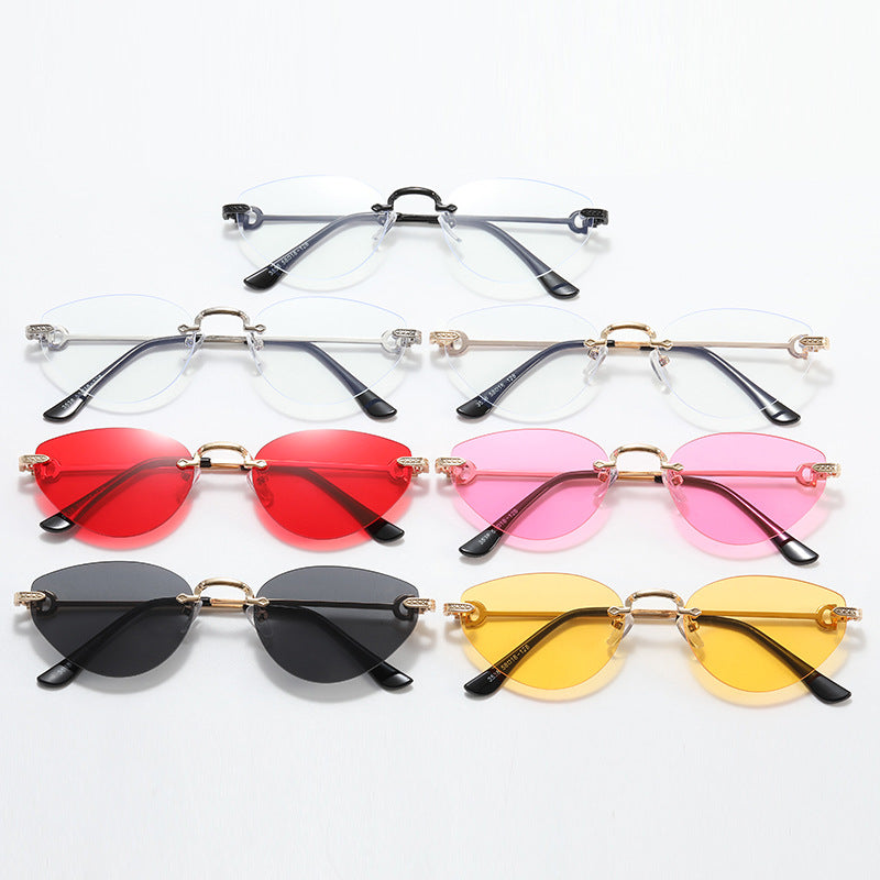 Women Futuristic Half-Frame Sunglasses Bowlift