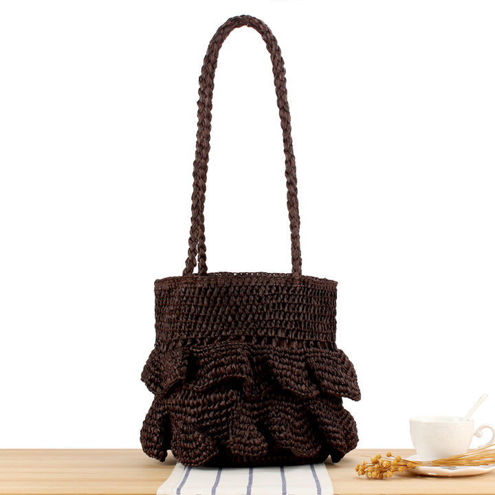 Fashionable Braided Bag with Ruffles Bowlift